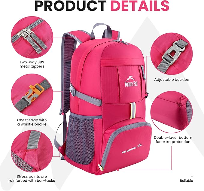 Venture Pal 35L Ultralight Lightweight Packable Foldable Travel Camping Hiking Outdoor Sports Backpack Daypack