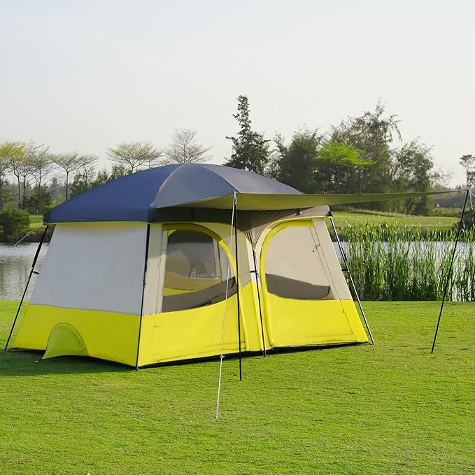 Vidalido Tents,6-8 Person Camping Tent with Extended Vestibule,2 Room Weather Resistant Family Tents,Easy Install Waterproof Outdoor Tent for Backpacking and Camping Hiking