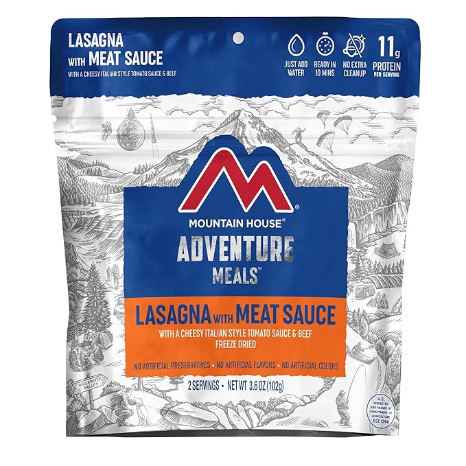 Mountain House Mexican Style Adobo Rice & Chicken | Freeze Dried Backpacking & Camping Food | 2-Servings | Gluten-Free & Lasagna with Meat Sauce | Freeze Dried Backpacking & Camping Food |2 Servings