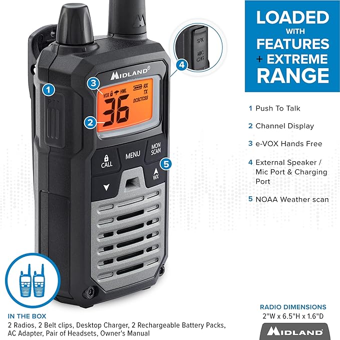 Midland T290VP4 High Powered GMRS Two Way Radios