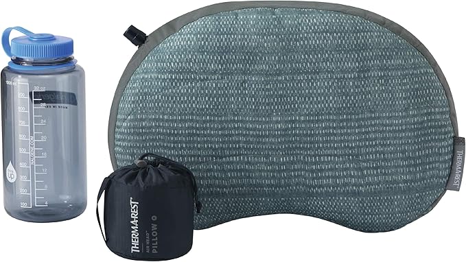 Therm-a-Rest Air Head Inflatable Travel Pillow for Camping and Travel, Blue Woven, Regular - 11 x 15.5