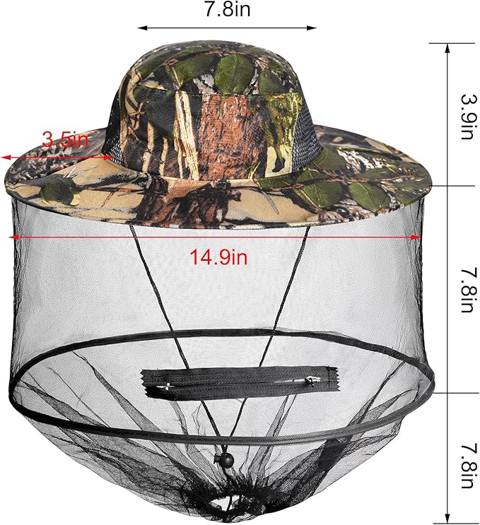 Sucrain 2 Pack Mosquito Head Net Hat Sun Hat Garden Bug Hat with Hidden Net Mesh for Outdoor Gardening Beekeeping