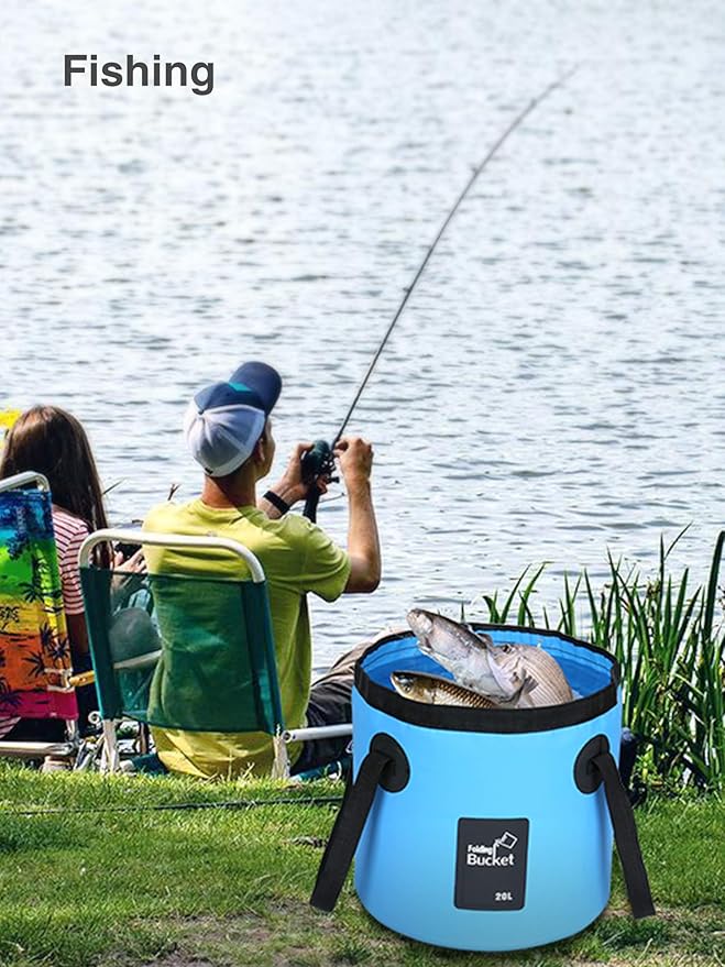 Luxtude Collapsible Bucket with Handle, 5 Gallon(20L), Portable & Ultra Lightweight Outdoor Basin Bucket, Folding Bucket for Fishing, Camping, Hiking