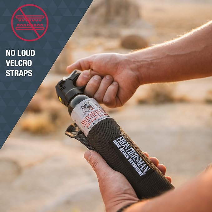 SABRE Frontiersman 7.9 fl oz. Bear Spray, Maximum Strength 2.0% Major Capsaicinoids, Powerful 30 ft. Range Bear Deterrent, Outdoor Camping & Hiking Protection, Quick Draw Holster & Multipack Options