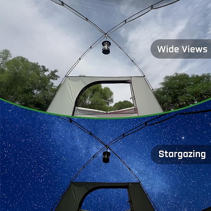 Happy Travel Camping Tent, 4 Person Dome Tents for Camping with Rainfly, Waterproof Clip Easy Setup Portable Family Tent with Mesh Windows, 20% More Headroom Backpacking Tents for Camping & Hiking