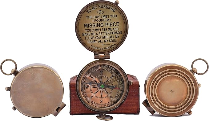 Engraved Compass, Gift for Husband,Anniversary,Wedding Gift for Him, Long Distance Boyfriend Gift, Fiance Gift I Miss You Long Distance Relationship Gift Boyfriend Gift
