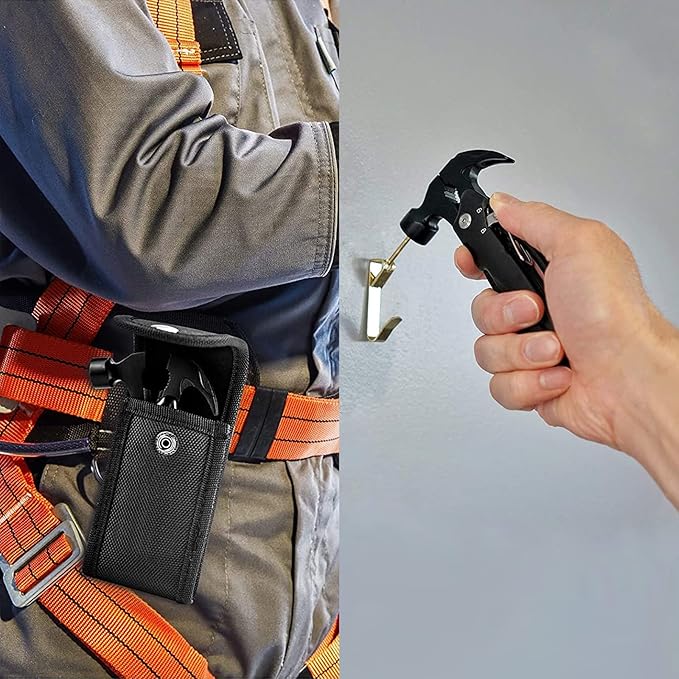 Multi-Tool Hammer Multi-Functional 15 in 1 Mini Pliers Camping Gear Survival Tool for Men, DIY Handyman, Father/Dad, Husband, Boyfriend, Women, All in One Survival Tools Small Hammer Multitool