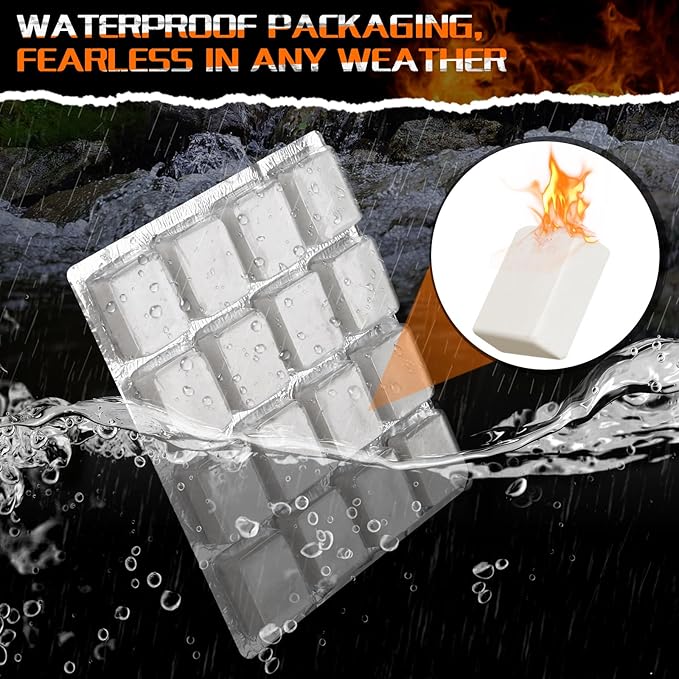 Natural Fire Starter for Fireplaces: 144 Premium Odorless Fire Starters Squares | Waterproof Quick Firestarters Cubes for Campfires | Wood Stove | Grills | Fire Pit | Smokers