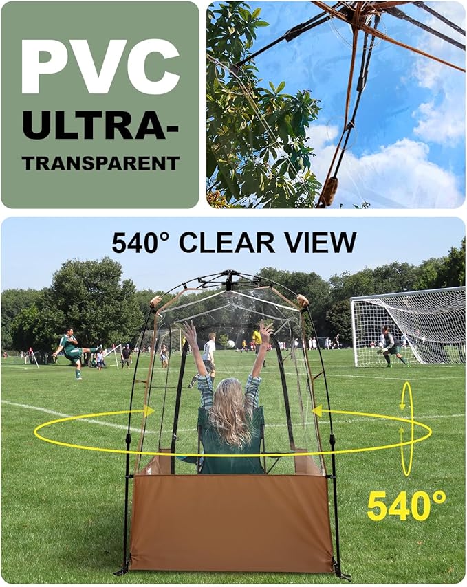 Sports Tent, Instant Weather Proof Pod, Pop Up Bubble Clear View Tent, Sports Pod with Extra Top Cover for Soccer, Football, Softball Games, and Other Outdoor Events, Baobrava, MioTsukus