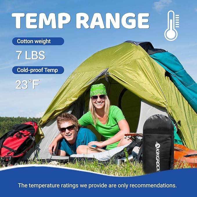 KINGROCK Sleeping Bags for Adults Backpacking Lightweight Waterproof- Cold Weather Sleeping Bag