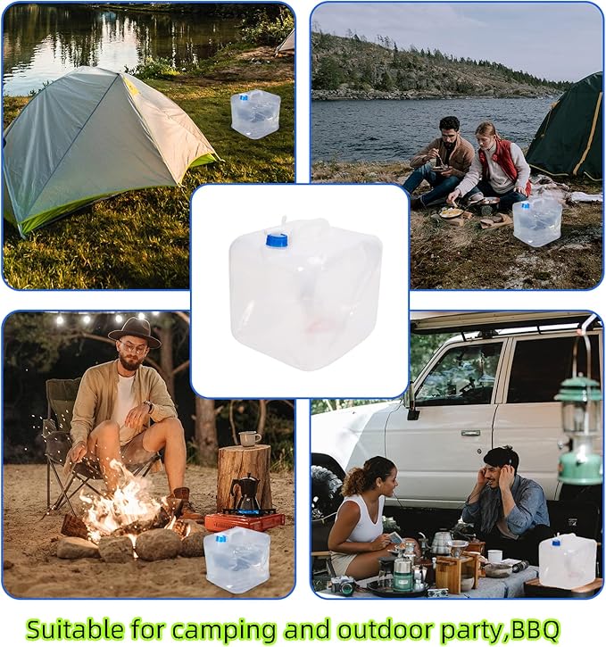 5.3 Gallon Collapsible Water Container with Spigot, Foldable Cube Water Jugs Portable Water Storage for Outdoors Camping Hiking (2pack)