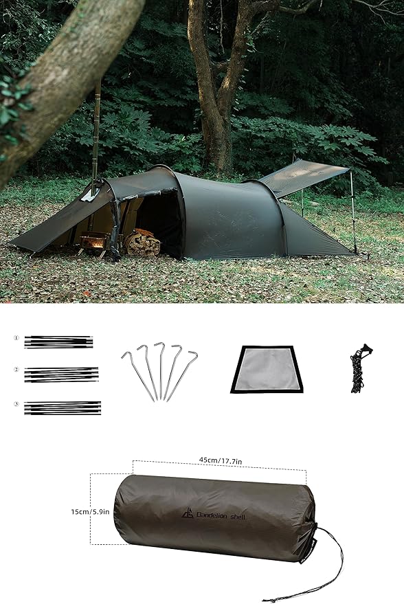 Hot Tent with Stove Jack – 4 Season Waterproof & Windproof Shelter for 1–4 People, Lightweight for Camping, Hiking, Hunting & Fishing