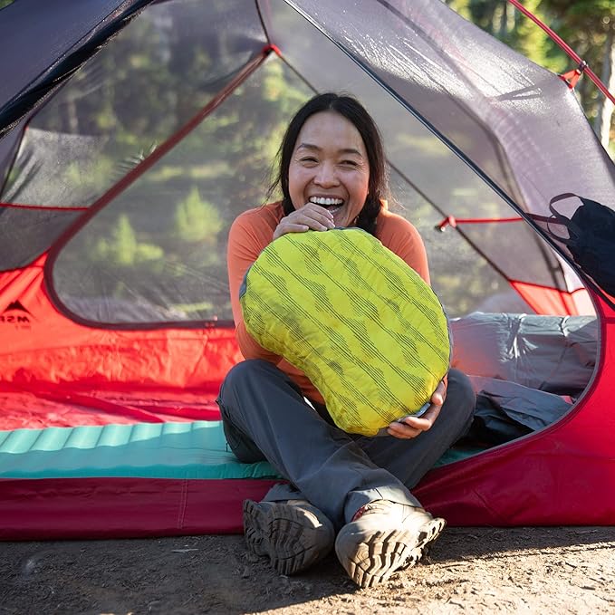 Therm-a-Rest Air Head Inflatable Travel Pillow for Camping and Travel, Blue Woven, Regular - 11 x 15.5