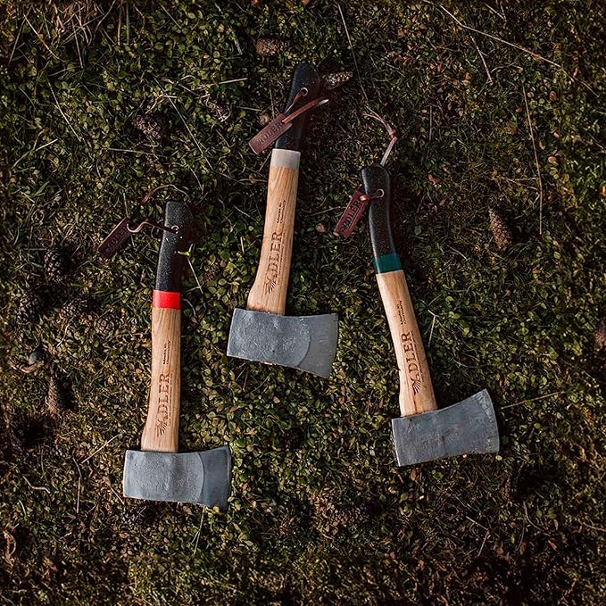 Adler - The Yankee, 15", German Forged, All-Purpose Wilderness Camping Hatchet & Kindling Splitting, Anti-Slip Wood Handle (Red Stripe)
