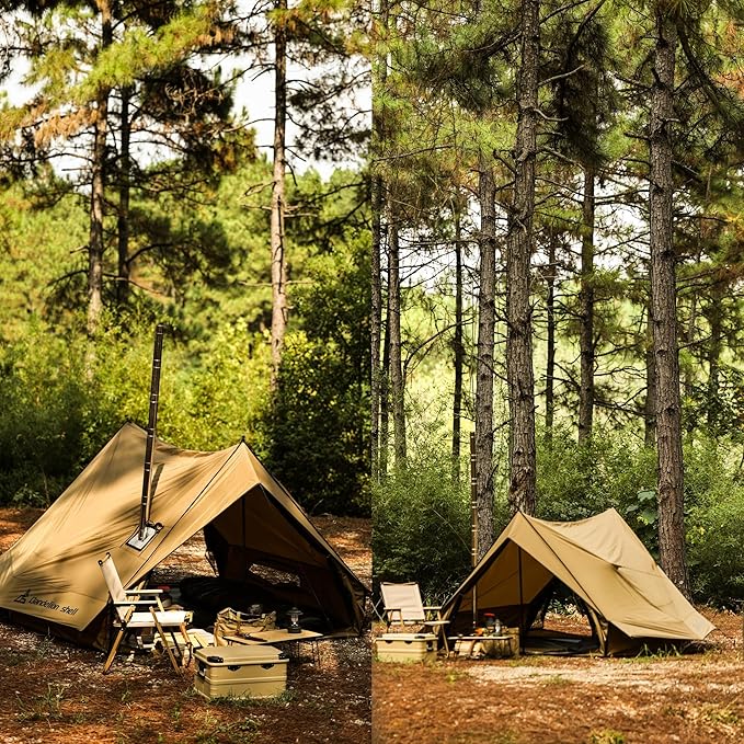 Hot Tent with Stove Jack – 4 Season Waterproof & Windproof Shelter for 1–4 People, Lightweight for Camping, Hiking, Hunting & Fishing