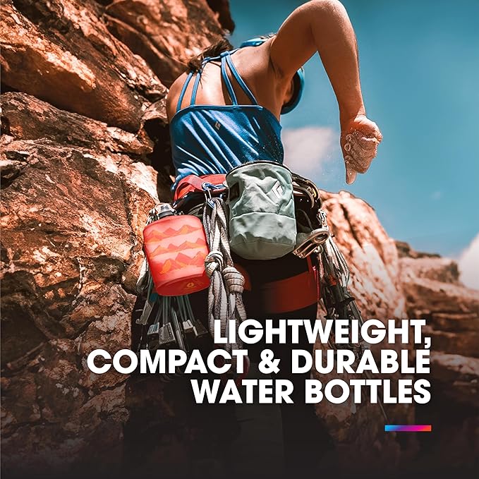 HydraPak Mountain Stow (500ml, 17oz) - Collapsible Water Bottle - Ultralight & Packable Travel Bottle, Flexible Ski, Hike, Bike or Climb Squeeze Flask - Sutro Green