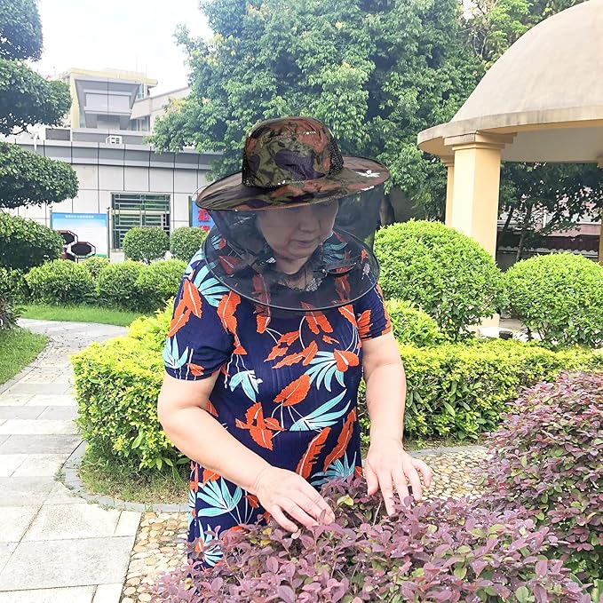 Sucrain 2 Pack Mosquito Head Net Hat Sun Hat Garden Bug Hat with Hidden Net Mesh for Outdoor Gardening Beekeeping