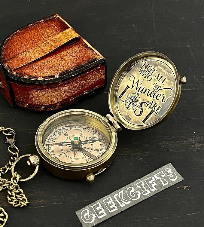 Engraved Compass - NOT All WHO Wander are Lost - Unique Gifts for Fathers, dad, for him Gifts Husband, Husband, Men's Graduation Gifts, Unique Gifts for Anniversary