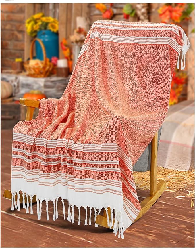 Rustic Farmhouse Fall Throw Blanket Bedroom Decoration Living Room Accessories Sofa Couch Cover Chair Apartment Essential Home House Finds Autumn Burnt Orange Terracotta Sunflower Thanksgiving Decor