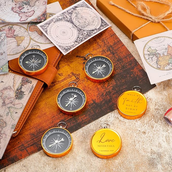Fumete Christian Gift Compasses Hiking Scripture Religious Bible Vintage Church Sunday School Gift for Student Teacher