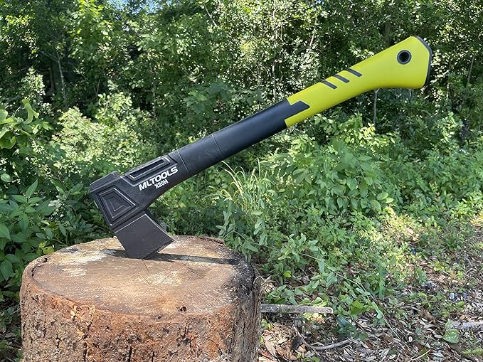 Gardening Hatchet X20H - Camping Hatchet, Fiberglass Ergonomic Handle, High Carbon Steel Head - Torque, Weatherproof Survival Axes and Hatchets - Non-Slip Grip - Protection Guard & Lock - 20"