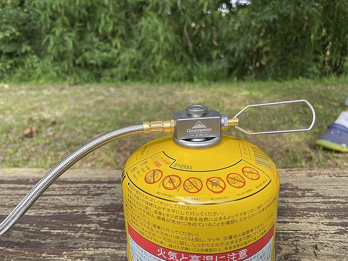 CAMPINGMOON Camping Grill Propane Gas Stove Adapter with Extend Hose(41"/105cm), Input: EN417 Lindal Valve Canister, Output: Propane Gas Stove Z29-105