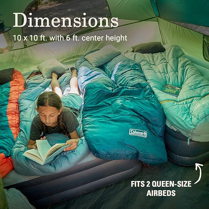 Coleman Sundome 6-Person Tent with Rainfly, Weatherproof Tent Sets Up in 10 Mins