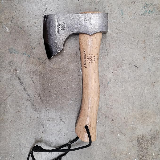 Mastiff Gears® Hand-Forged Wood Handle Hatchet: Versatile Carving, Camping, Wood Splitting Axes in Two Sizes for Outdoor Enthusiasts (Dwarven Axe)