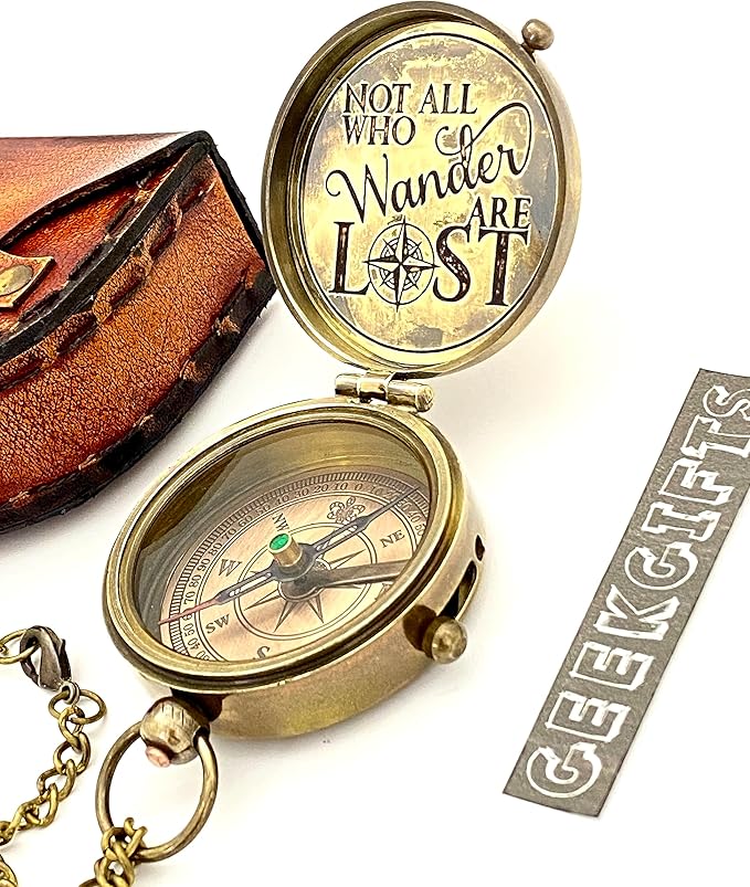 Engraved Compass - NOT All WHO Wander are Lost - Unique Gifts for Fathers, dad, for him Gifts Husband, Husband, Men's Graduation Gifts, Unique Gifts for Anniversary