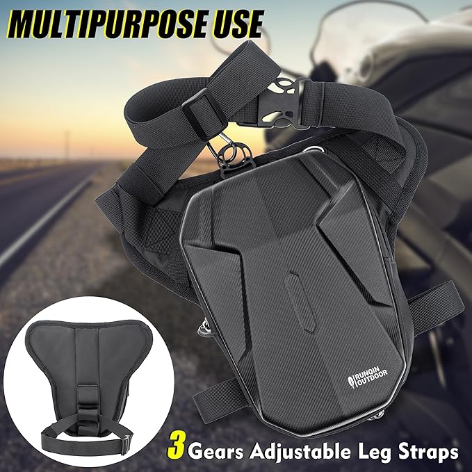 Motorcycle Waist Drop Leg Bag - Expandable Big Capacity Druable & Waterproof Tactical Fanny Pack, Multi-Pocket Storage Hip Thigh Bag for Cycling Hiking Climbing, Men and women