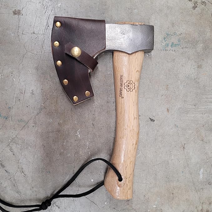 Mastiff Gears® Hand-Forged Wood Handle Hatchet: Versatile Carving, Camping, Wood Splitting Axes in Two Sizes for Outdoor Enthusiasts (Dwarven Axe)