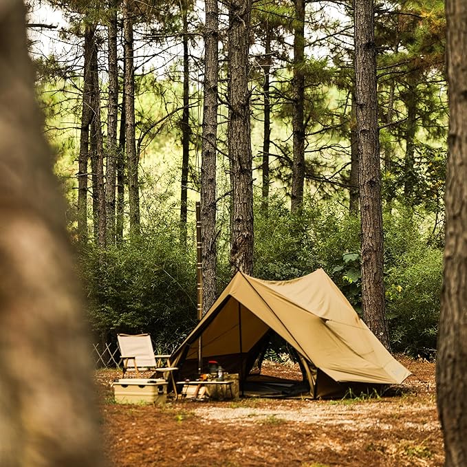 Hot Tent with Stove Jack – 4 Season Waterproof & Windproof Shelter for 1–4 People, Lightweight for Camping, Hiking, Hunting & Fishing