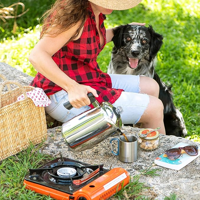 Mixpresso Stainless Steel Stovetop Coffee Percolator, 52 oz Classic Percolator Coffee Pot, Excellent As Camping Pot, 12 Cup Stainless Steel Camping Coffee Makers, Cool-Touch Handle.