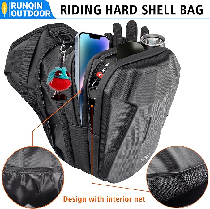 Motorcycle Waist Drop Leg Bag - Expandable Big Capacity Druable & Waterproof Tactical Fanny Pack, Multi-Pocket Storage Hip Thigh Bag for Cycling Hiking Climbing, Men and women
