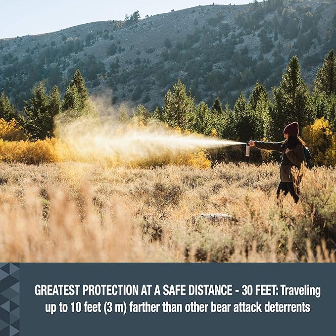 SABRE Frontiersman 7.9 fl oz. Bear Spray, Maximum Strength 2.0% Major Capsaicinoids, Powerful 30 ft. Range Bear Deterrent, Outdoor Camping & Hiking Protection, Quick Draw Holster & Multipack Options