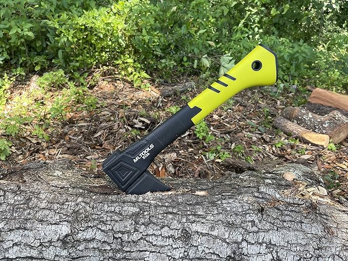 Camping Axe X12A - Camp Axe with Fiberglass Ergonomic Handle, High Carbon Steel Head - Torque & Weatherproof Survival Axes and Hatchets - Non-Slip Grip - with Protection Guard & Lock - 12.5"