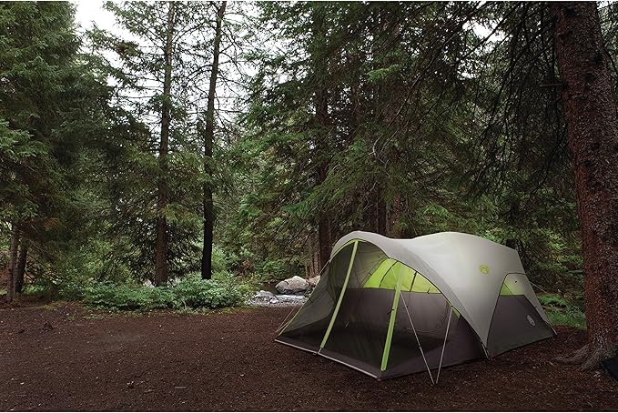 Coleman Steel Creek 6-Person Tent with Screened Porch & Integrated Rainfly, Weatherproof Tent with Screen Room Sets Up in Minutes, Fits Queen-Size Airbed
