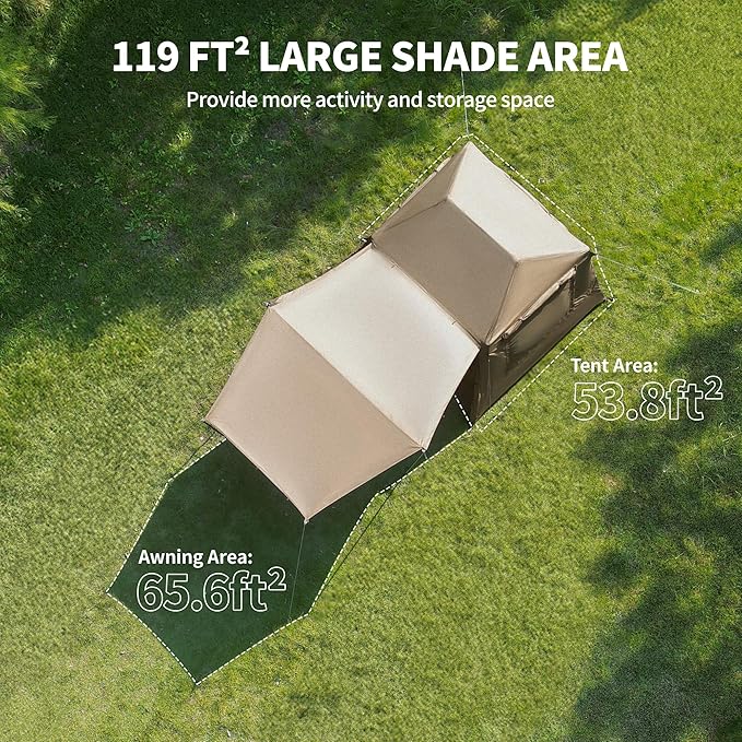 Naturehike Village 5.0 Blackout Tent, 4 Person Tents for Camping, Easy Set up Instant Pop up Tent with Awning & Awning Poles