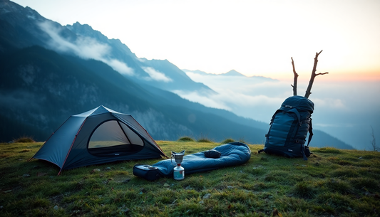 Ultralight down sleeping bag packed into a small stuff sack, ideal for cold-weather backpacking