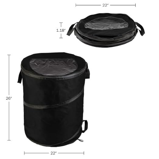 Collapsible Trash Can - 46-Gallon Garbage Can Outdoor Bin with 3 Stakes for RV, Camping, Storage, Recycling, or Yard Waste by Wakeman Outdoors (Black)