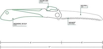 Hooyman MegaBite Handsaw and Hunter’s Combo Bone Saw with Heavy Duty Construction, High Carbon Steel Blade, Impulse Hardened Teeth, and Ergonomic Over-Molded Handle for Camping, Hunting, and Outdoors