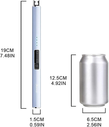 SUPRUS Electric Lighter Arc Windproof Flameless USB Lighter Rechargeable Lighter with Safety Lock for Candle BBQ Camping (Blue)