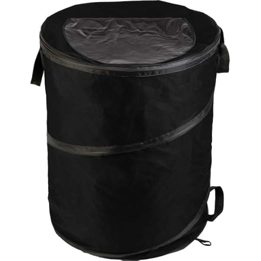 Collapsible Trash Can - 46-Gallon Garbage Can Outdoor Bin with 3 Stakes for RV, Camping, Storage, Recycling, or Yard Waste by Wakeman Outdoors (Black)