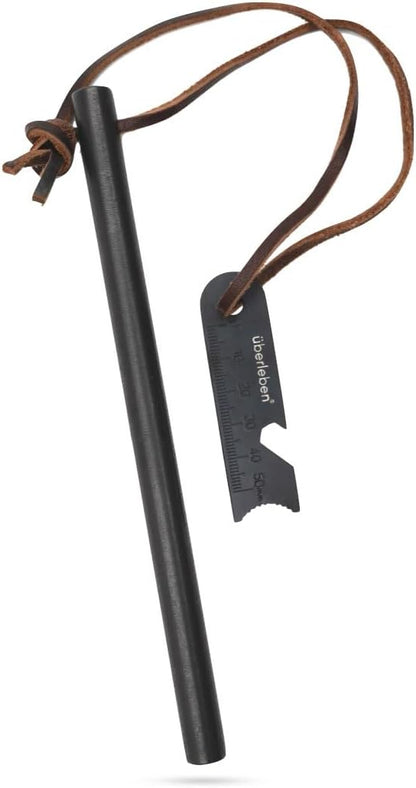 überleben Kräftig Ferro Rod Fire Starter for Survival w/Multi-Tool Fire Striker, Lanyard - 1/2" Thick Fire Steel, 20,000 Strikes - Waterproof Flint and Steel - Camping Fire Starter Rod