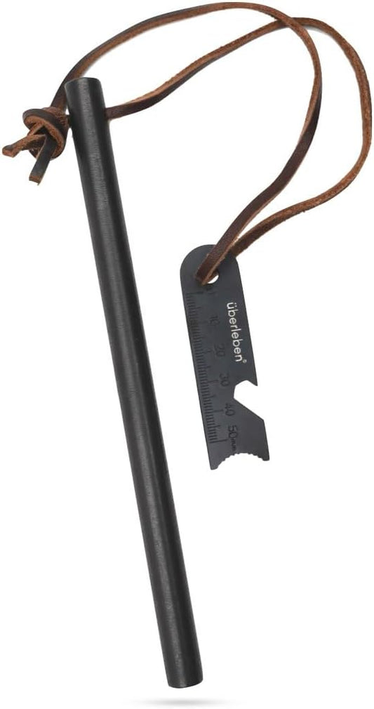 überleben Kräftig Ferro Rod Fire Starter for Survival w/Multi-Tool Fire Striker, Lanyard - 1/2" Thick Fire Steel, 20,000 Strikes - Waterproof Flint and Steel - Camping Fire Starter Rod