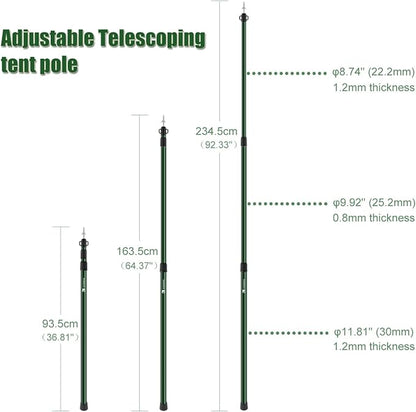 HIKEMAN Tarp Poles Adjustable Aluminum Telescoping Tarp Poles, Lightweight Canopy Poles Portable Tent Poles for Outdoor Camping Backpacking Awning