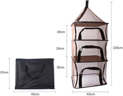 Camping Dry Net-4 Layer Outdoor Hanging Foldable Drying Rack, Camping Organizer Mesh Dryer Storage for Home Picnic BBQ Tableware/Dishes/Food/Vegetables/Fruit/Clothing