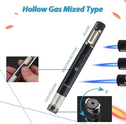 HONEST Torch Lighters Butane Lighters Refillable Single Jet Flame for Candle Grill BBQ Camping (Gold)