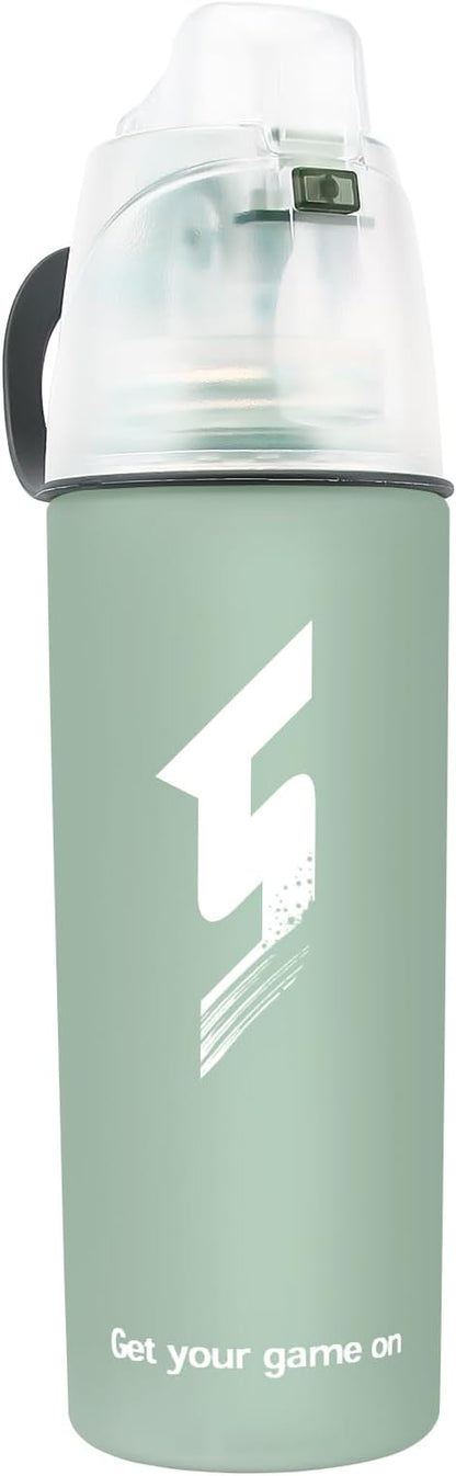 Linowos Drinking and Misting Sports Water Bottle, Non-Toxic BPA Free, Fast Water Flow Opens with 1-Click, Portable Leak-Proof Spray Cup for Cycling Fitness Camping Hiking Outdoor