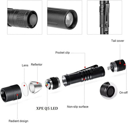 10 Pcs Led Medical Penlight, 1000 Lumen penlight EDC XPE Q5 Black Nurse Doctor Flashlight with Clip Penlight